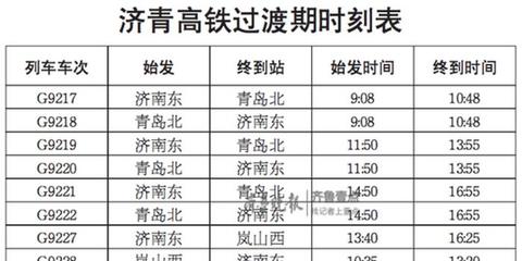 青岛到济南火车时刻表(青岛到济南火车时刻表的火车时刻表)