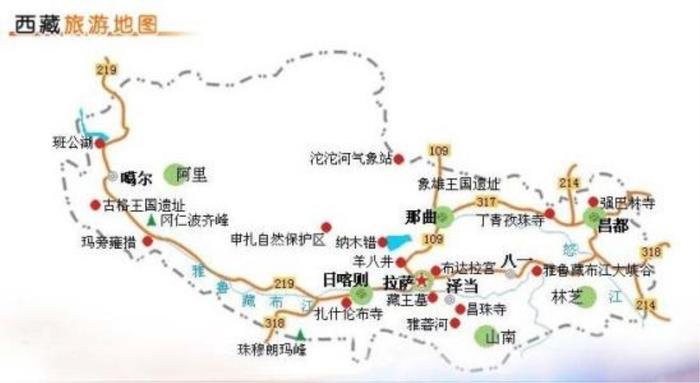 西藏旅游地图(西藏旅游地图全图高清版)